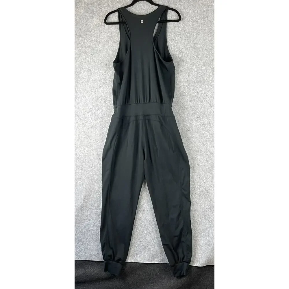 Sweaty Betty Gary Jumpsuit Size Medium Black Pockets Racerback Yoga Athletic Gym - Picture 10 of 15
